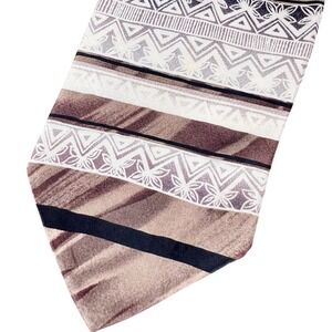 Surrey Men's Tie Brown Striped‎ Geometric 100% Silk